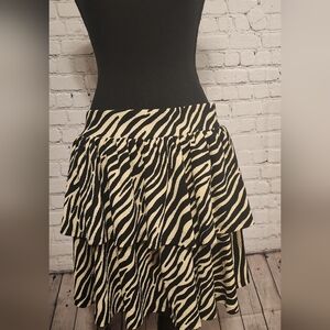 Francesca 2 Tiered Zebra Print Skirt NWT